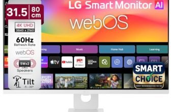LG 32U721SB Smartchoice 80 cm (31.5 Inch) UHD (3840 x 2160) Smart Monitor, webOS26, Wi-Fi, Bluetooth, Miracast, AirPlay, Speakers 5WX2, HDMI, USB-C (PD 65W), Slim Stand, 3-Side Virtually Borderless