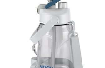 MILTON Eros 1000, 2-in-1 Sip or Gulp Lid Water Bottle 960ml | Unbreakable – Crystal Clear Plastic | Leak-Proof & BPA-Free, One-Click Open | Ideal for School, Office, Gym & Travel Use, White