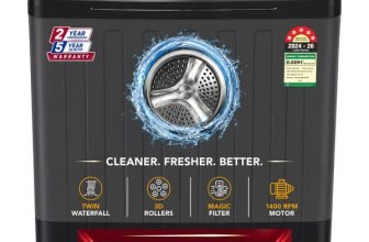 VW 10.5 kg Semi Automatic Top Load Washing Machine Black(HydroMax0010P)
