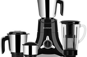 Longway Orion 900 Mixer Grinder with 4 Unbreakable Jars (Powerful Motor with 2 Years warranty, Black & Silver)