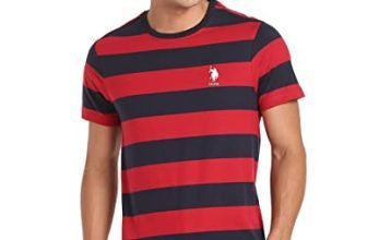 U.S. POLO ASSN. Men’s Regular Fit T-Shirt (I688-125-ST-L_Red/Navy_L_Red, Navy_L)
