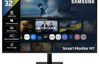 Samsung 32″ (80 cm) 4K M7 Vision AI Smart Monitor|UHD 3840 x 2160|Smart TV Experience with AI|Type-C|Apple AirPlay|Gaming Bar|Remote|Speakers|Wi-Fi|Bluetooth|AI Picture & Sound|LS32FM700UWXXL|Black
