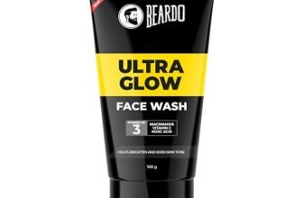 Beardo Ultraglow Face Wash for Men | Powered by 10% Complex of Niacinamide, Vitamin C & Kojic Acid | Brightens & Hydrates Skin | Reduces Pigmentation | Face Wash for Bright, Even Tone and Glowing Skin | Suitable for All Skin Types | 100g