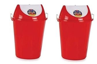 ARISTO Swing Lid Dustbin with Metal Side Handle 32 ltr Red/Red (COMBO)