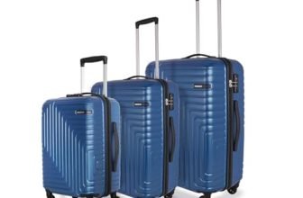American Tourister Ivy Nxt 3PCSET 4 Spinner Wheels Hard Luggage Polycarbonate Check-in Trolley Bags for Travel with Mounted TSA Lock for Unisex – Blue, Small,Medium, Large, 79 cm