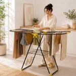 BonKaso Premium Steel Foldable Cloth Dryer Stand | Heavy Duty Clothes Drying Rack with Arm Lock & Socks Holder