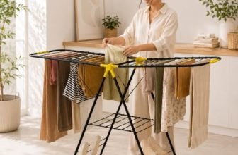 BonKaso Premium Steel Foldable Cloth Dryer Stand | Heavy Duty Clothes Drying Rack with Arm Lock & Socks Holder