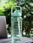 VENSWISE Large Capacity Water Bottle Motivational travel bicycle, gym, Straw transparent 2000 ml PET, Plastic Bottle(Pack of 1, Multicolor)