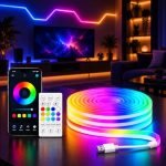 Desidiya® RGB Neon LED 4Mtr Strip Light with App & Remote Control | Music Sync | USB Powered | Waterproof & Flexible Led Rope Light Room, Gaming, Party, Diwali & Home Decoration Ceiling Strip Lights