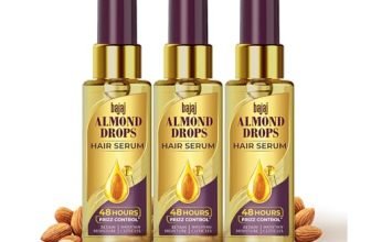 Bajaj Almond Drops Hair Serum 50 ml (Pack of 3) | With Almond Oil & Vitamin E | Nourishes Dry & Frizzy Hair.