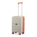 Provogue Cascade Hard-Sided PP 55 Cm Suitcase/Cabin Trolley Bag Small| Expandable Space with 8 Wheels Trolley Bags for Travel |Combination Lock|5 Year Warranty (Timberwolf Grey/Burnt Orange)