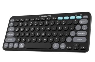 Amkette Optimus BT Plus Rechargeable Wireless Keyboard/Bluetooth Keyboard for Laptop | Compact Design.Powerful Firmware. 2.4G+3xBT, One Click Device Switching & AI Access, Dual OS Layout (Black)