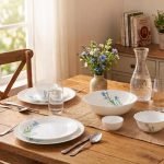 Novo By La Opala Opalware Dinner Set 10 Pieces for Family of 2,Blue Florets