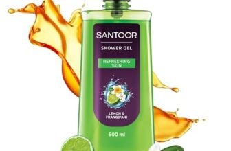Santoor Refreshing Body Wash Shower Gel With Natural Lemon & Frangipani Extracts| For Men & Women| For Soft and Fresh Skin| Suitable For All Skin Types| No Parabens| No Silicones| 500ml