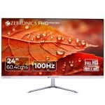 ZEBRONICS EA124 LED Monitor, 24 inch (60.4cm), 250 nits, 100Hz, FHD, 1920×1080, HDMI, VGA, Ultra Slim Bezel, Built-in Speakers, Metal Stand, Wall Mountable