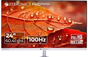 ZEBRONICS EA124 LED Monitor, 24 inch (60.4cm), 250 nits, 100Hz, FHD, 1920×1080, HDMI, VGA, Ultra Slim Bezel, Built-in Speakers, Metal Stand, Wall Mountable