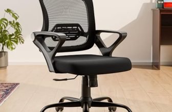 Green Soul Pebble Office Chair, Mid Back Mesh Ergonomic Home Office Desk Chair with Comfortable & Spacious Seat, Tilt Lock Mechanism & Heavy Duty Metal Base (Black)
