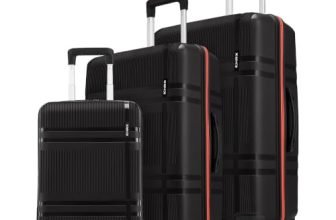 HRX Helium 3-Piece Luggage Set Haileys Black Polypropylene Hard Shell Suitcase Set – Premium Travel Trolley Bags with 8 Spinner Wheels, Number Lock & Water Resistant Body