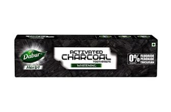DABUR Herb’L Activated Charcoal Toothpaste 120gm (Pack of 1)|Whitening Black Gel Toothpaste|Fluoride Free|Fights Plaque & Extrinsic Stains|With Power of Mint|Cool & Refreshing Mouth Experience