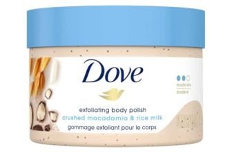 Dove Exfoliating Body Polish| Body Scrub |Deeply Nourishing Crushed Macadamia and Rice Milk |Moisturises & Brightens Skin | Sulphate Free|298gm