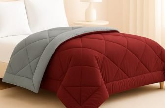 BSB HOME Luxury Reversible Comforter Double Size | Dual Color Soft Quilt for AC Room | Winter & Summer | Rainy Season Plush Microfiber | Solid Color Comforter – 90×100 Inches, Grey & Maroon