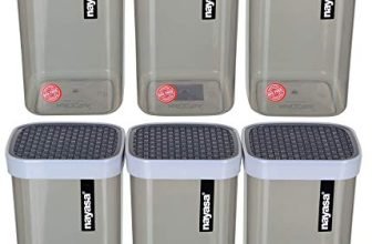 Nayasa Fusion 1000 ml BPA Free Food Grade Airtight Kitchen Storage Stackable Containers – Set of 6 | Grey