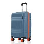 HRX Helium Cabin Size Blue Polypropylene Hard Shell Suitcase – Premium Travel Trolley Bag with 8 Spinner Wheels, Number Lock & Water Resistant Body