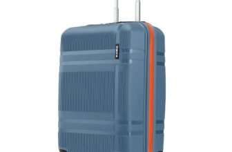HRX Helium Cabin Size Blue Polypropylene Hard Shell Suitcase – Premium Travel Trolley Bag with 8 Spinner Wheels, Number Lock & Water Resistant Body
