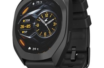 Fastrack Cosmix 1.32″ AMOLED Display Metal Case Smart Watch with Heart Rate Monitor,AI Watchface & Chat,Push Button Interactions,BT Calling,IP68 Water Resistant Upto 5 Days Battery Life – Onyx Black
