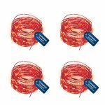Crompton Galaxy Decoration Copper USB Powered String Fairy Lights with 100 Led Light (10 Meters, Red, Pack of 4)