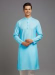 Tibra Collection Men Solid Straight Kurta(Light Blue)