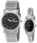 Sonata Quartz Analog with Day and Date Black Dial Metal Strap Watch for Couple-NS11418100SM01P