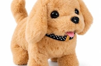 Battery Operated Walking Dog Toy for Kids with Barking Sound, Soft Plush Backflip Puppy with Wagging Tail and Realistic Movement for Indoor Play and Gifting