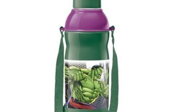 Milton Marvel Kool Elite 600 Insulated Water Bottle for School Kids I Food Grade, Leak Proof Flip Top Lid, Easy to Carry Loop, Insulated Thermo Sipper Bottle for Kids, 492 ml, Dark Green (Hulk Print)