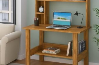 Callas ST-40 Wooden Study Table with Hutch & Bottom Storage – Multi-Purpose Office Desk for Laptop, Computer, Writing & Study – Durable Engineered Wood Workstation for Home & Office (Walnut, ST-40)