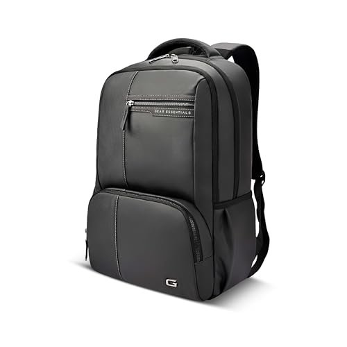 Gear Vintage 4 19″/29L anti theft faux leather Medium Water Resistant Laptop Backpack/Casual Backpack/Daypack/Travel Backpack/College Bag For Men/Women(Pitch Black-Black)