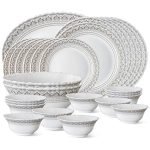 Larah by Borosil Fluted Series Classic Opalware Dinner Set | 27 Piece for Family of 6 | Microwave & Dishwasher Safe | Bone-Ash Free | Crockery Set for Dining & Gifting | Plates & Bowls | White