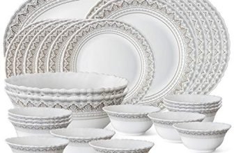 Larah by Borosil Fluted Series Classic Opalware Dinner Set | 27 Piece for Family of 6 | Microwave & Dishwasher Safe | Bone-Ash Free | Crockery Set for Dining & Gifting | Plates & Bowls | White