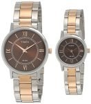 TIMEX Classics Analog Watch for Unisex with Brown Round Dial & Two Tone Stainless Steel Bracelet Band Water Resistant Unisex Wrist Watches – TW00PR214