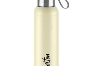 Milton Halo 600 Steel Thermoware, Inner Steel, PU Insulated, Leak Proof Water Bottle for School Kids, Office, Gym, Easy to Carry Strap, 500 ml, Beige