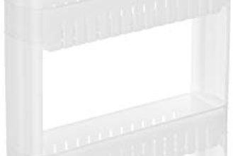 Amazon Brand – Solimo Plastic Rolling Storage Rack | 4-Tiered Shelf Slide-Out Organizer | for Kitchen, Bathroom, Pantry & Utility Storage| Space-Saving | Floor Standing Multipurpose Shelf | White