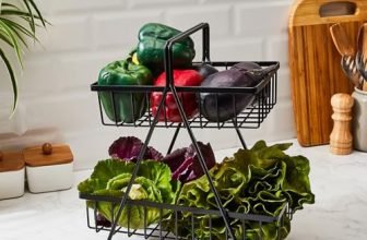 Amazon Brand – Solimo Steel 2-Tier Storage Rack |for Fruit & Vegetable | Optimal Air Circulation | Versatile Organization | Countertop | Tiered Shelf | Black