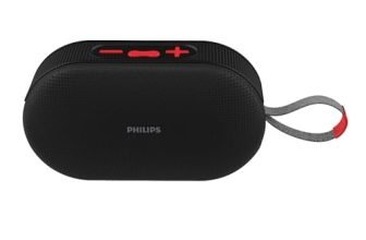 PHILIPS Audio TAS1400BK Wireless Bluetooth Speaker with Deep Bass, Passive Radiator, 12W Sound Output, 1200mAh Rechargable Battery, RGB Light Modes, 10H Playtime, Supports TF/USB/BT Modes (Black)