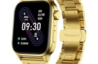 Fire-Boltt Rise Luxe Bluetooth Calling Smart Watch, 1.85”HD Display, AI Outfit Watch Face, 2 Looks in 1 Watch, Extra Straps at ₹99, 120+ Sports Modes, Metal Smartwatch for Men & Women (Gold)