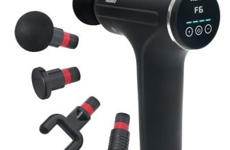 AGARO Galaxy Massager Machine, Handheld Deep Tissue Massage Gun, 4 Heads, 6 Speed, Rechargeable Percussion Massager for Muscle Relief & Relaxation, for Neck, Shoulder, Back, Foot & Full Body, Black