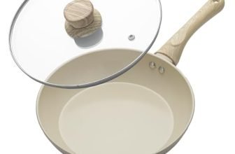 Lifelong Forged Aluminum Fry Pan 24cm, Beige, Ceramic Coated, Gas & Induction Friendly, Non-Stick, Teflon Free, Durable for Cooking, Searing, Sautéing & Frying