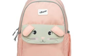 F Gear Bunny Blushing Peach 22L School Backpack|Premium & Soft Touch | Unisex Kids School Bag with Two Spacious Compartments and Front Pocket, with Bottle Holder|Ideal for School, Daily Use & Travel