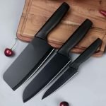 VORQI 3 Piece Kitchen Knife Set, Black Stainless Steel