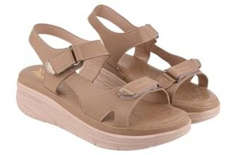Shoetopia Women’s Comfort Tan Sandals | Lightweight Orthopedic Wedge Sandals with Adjustable Straps & Cushioned Sole for Casual Daily Footwear EU40