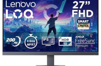 Lenovo LOQ 27-10 (Smartchoice) | 27″ (68.5cm) FHD (1920×1080) IPS 200Hz Gaming Monitor | 0.5ms, HDR10 Compliance, AMD FreeSync, 99% sRGB, 2xHDMI 2.1 TMDS, 1xDP 1.4| Tilt | Lunar Grey | 68F2GACBIN